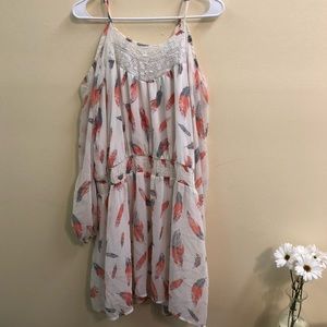 Cold Shoulder Feather Dress